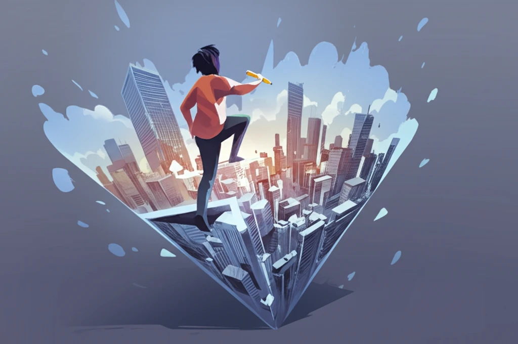 Young person entering a comic book, symbolizing career choices.