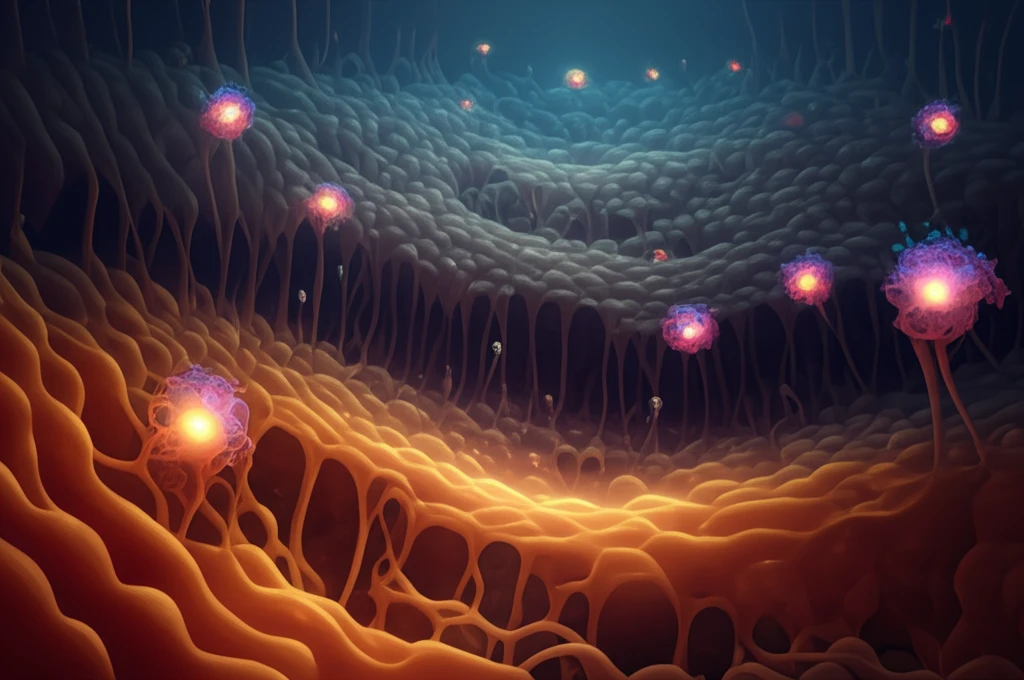 Microscopic landscape within a polymer membrane, highlighting free-volume exploration.