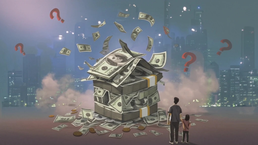 Surreal illustration of a house turning into money, questioning the true value of homeownership.