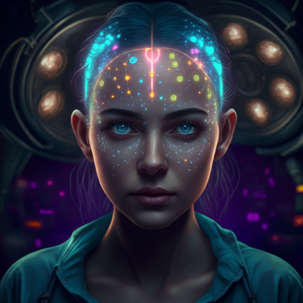 Fluorescent tattoos on scalp under UV light for hair loss treatment tracking.