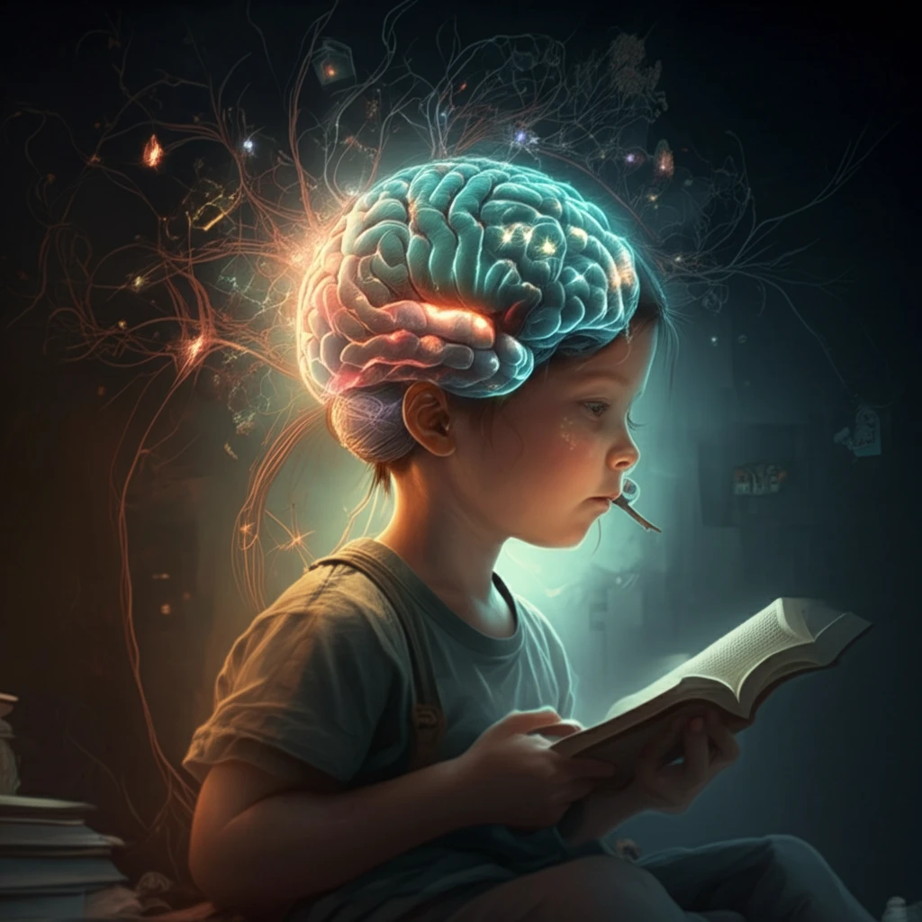 Illustration of a child's brain represented as a growing tree symbolizing cognitive development.