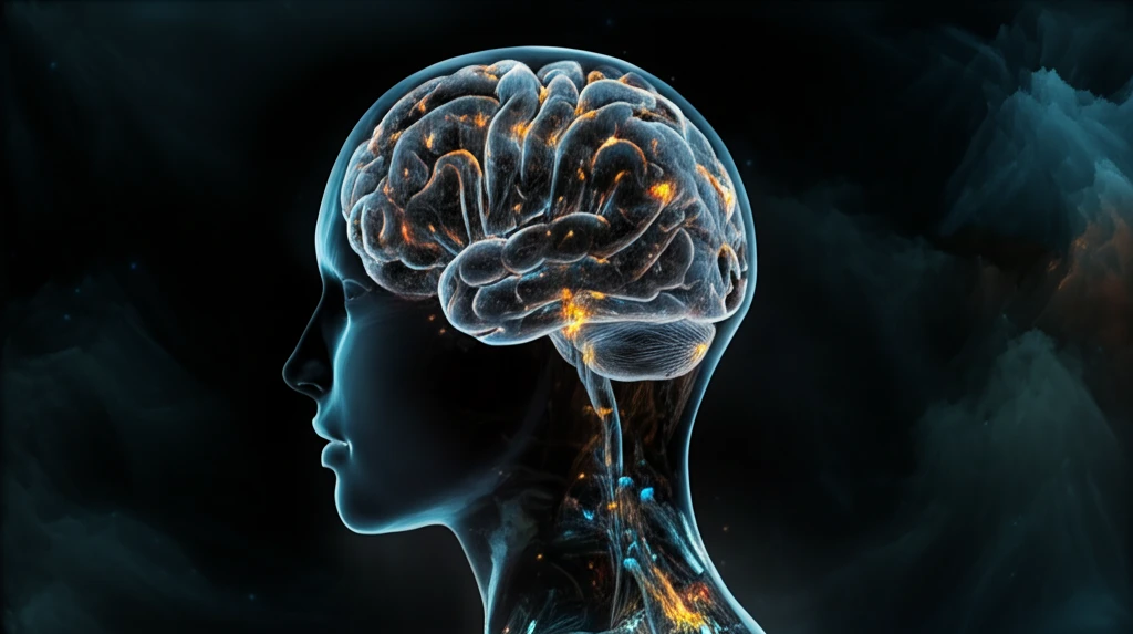 Glowing brain with dissolving Alzheimer's plaques representing sitagliptin's neuroprotective effect.