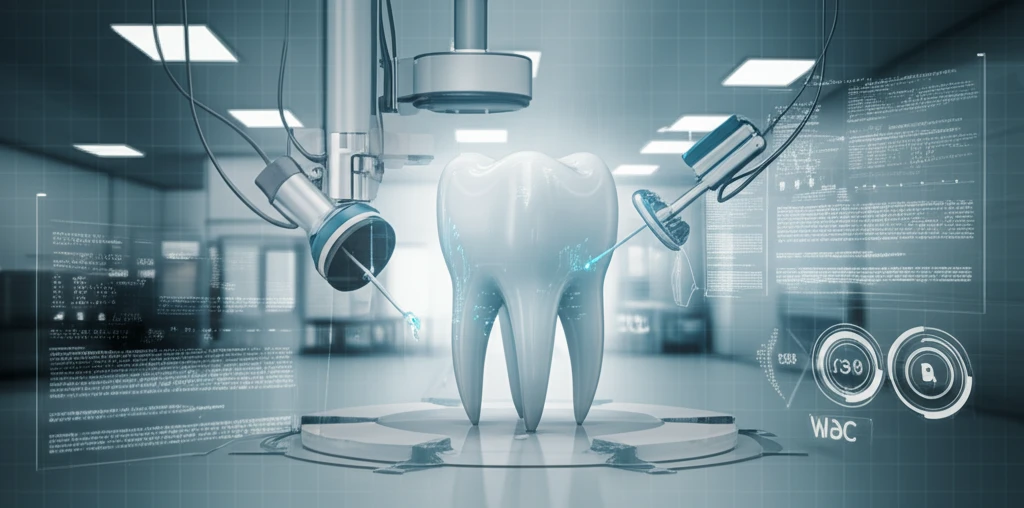 Medical scan of a tooth with CRP and WBC levels displayed.