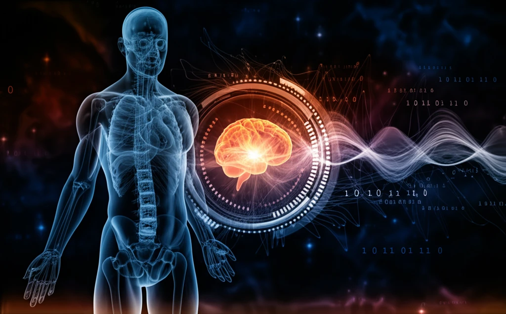 Surreal digital illustration symbolizing the convergence of HIV/AIDS, tuberculosis meningitis, and stridor.