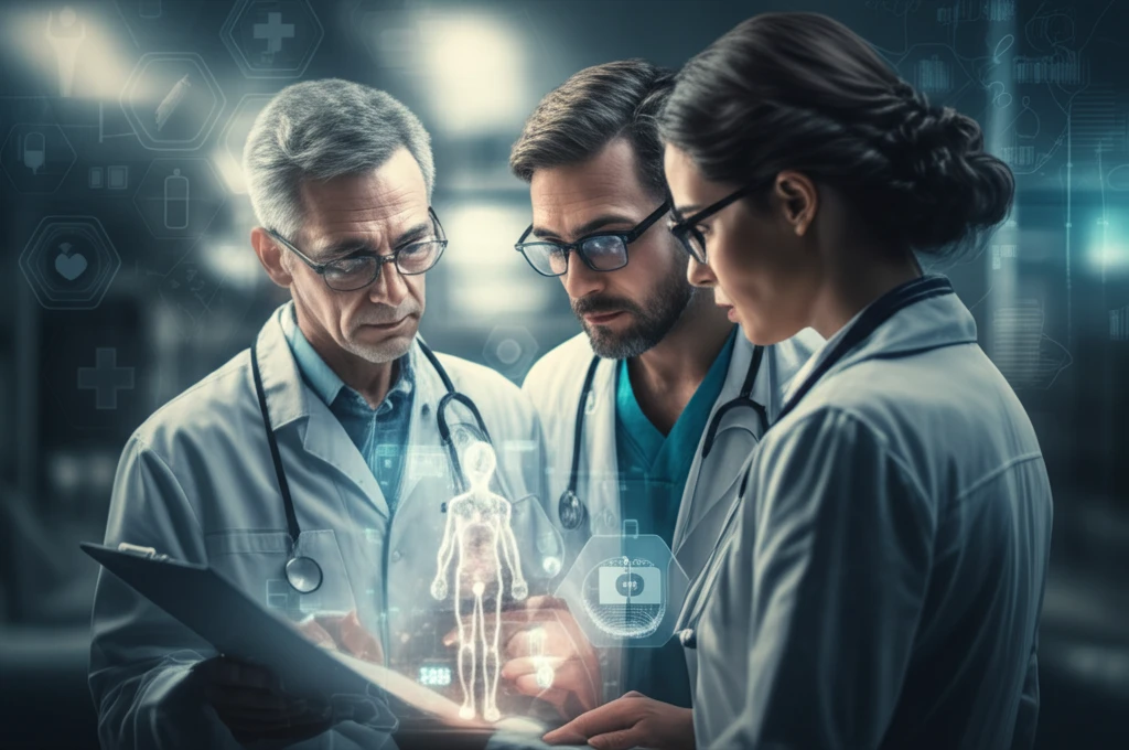 Two doctors review a child's medical chart, symbolizing the importance of second opinions in pediatric emergency care.