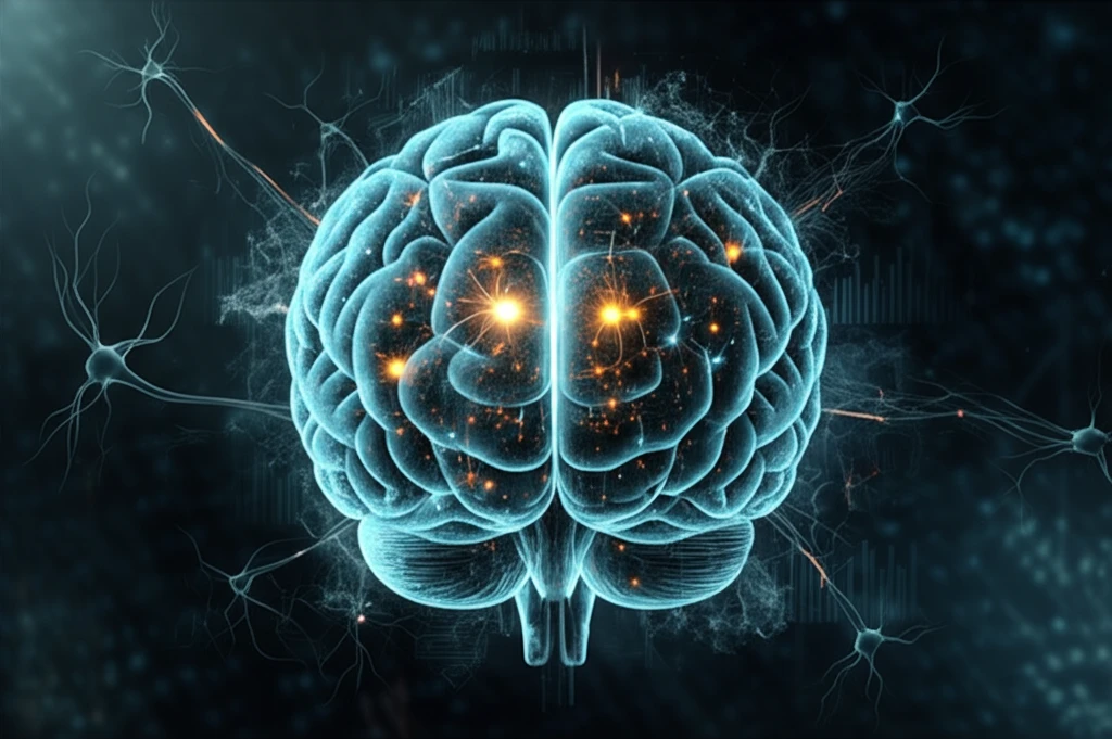 Stock chart transforming into a brain, representing financial data and intelligent forecasting.