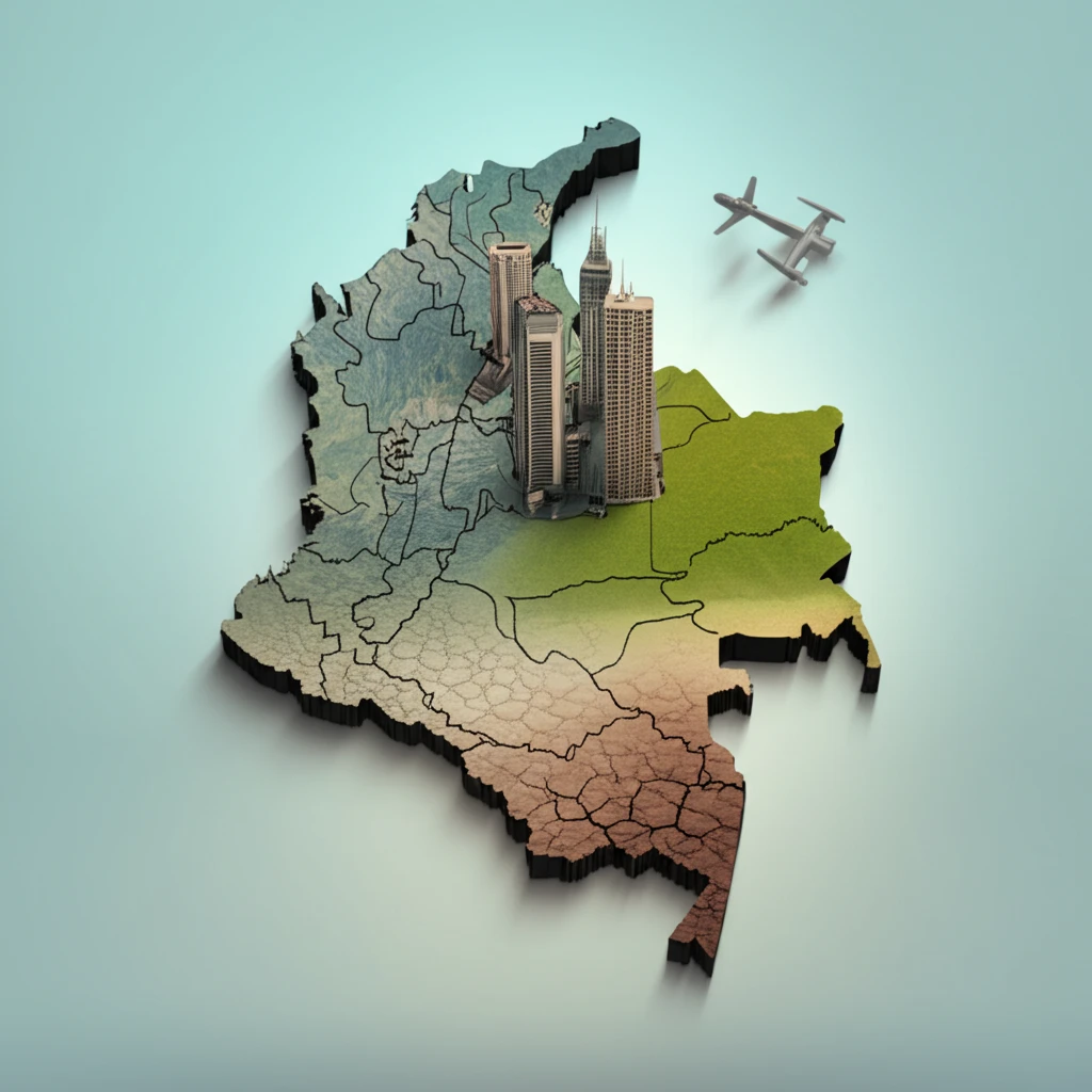 Map of Colombia showing disparities in banking access.