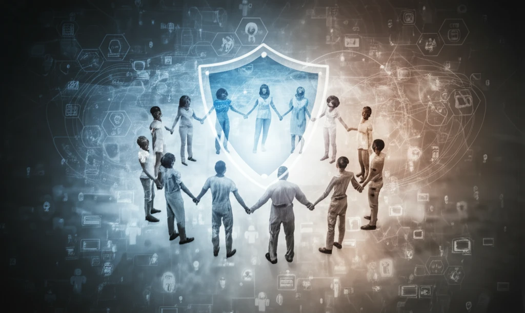 Symbolic image of unity and safety in healthcare and community environments.