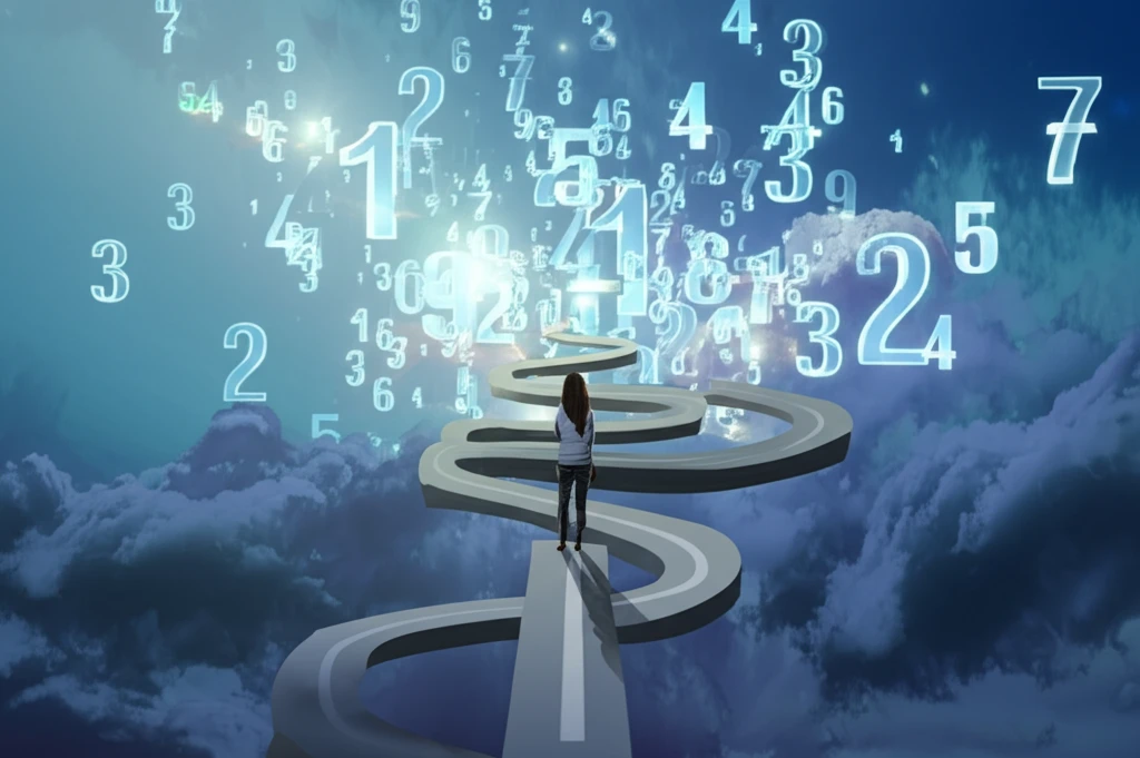 Person at crossroads contemplating uncertain choices with glowing numbers, representing membership values.