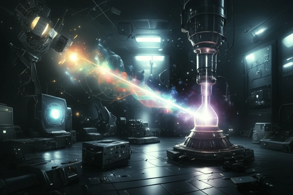 Surreal illustration of a back-diffusion plasma source simulating the ionosphere for space instrument testing.