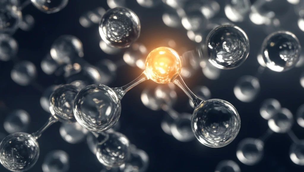 Surreal illustration of glass molecules with dynamic light.