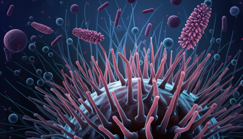 A vibrant ecosystem within the human gut, symbolizing the microbiome.