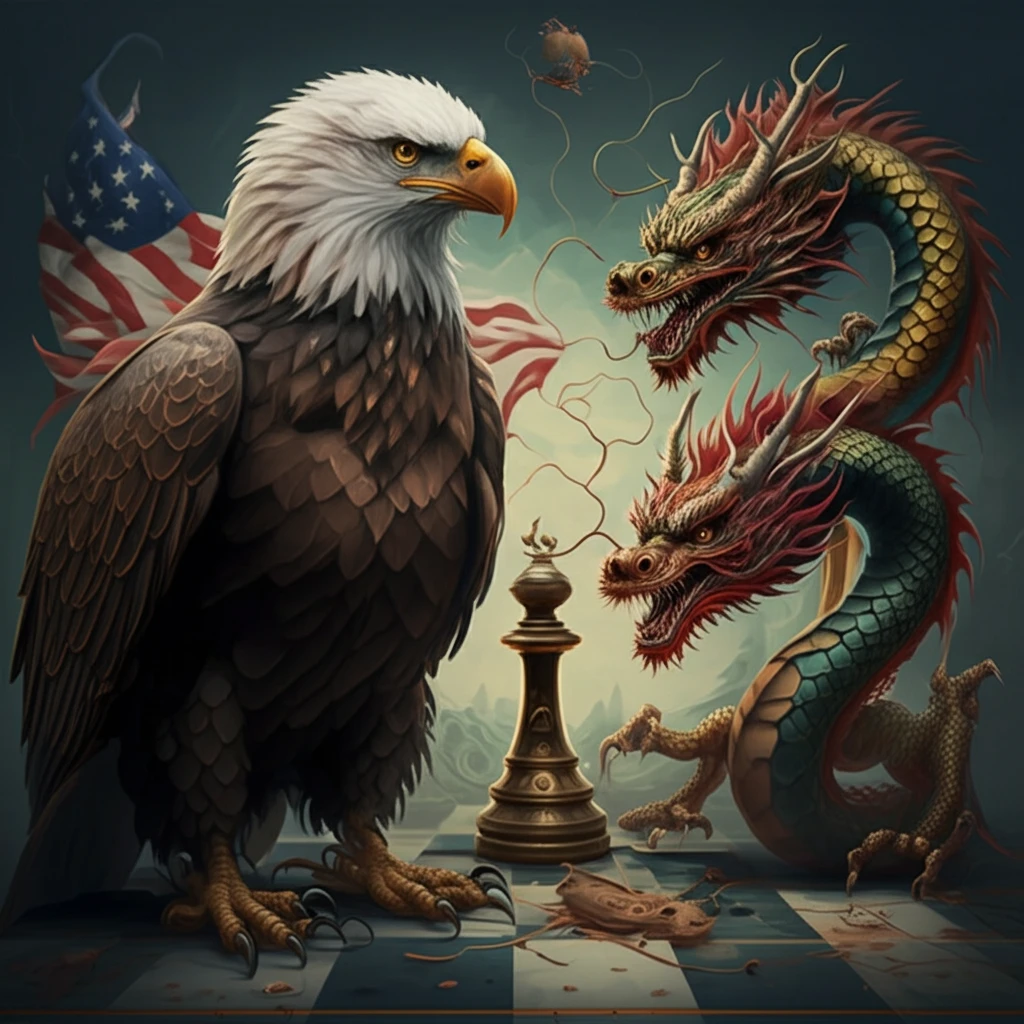 Chess game symbolizing US-China trade battle