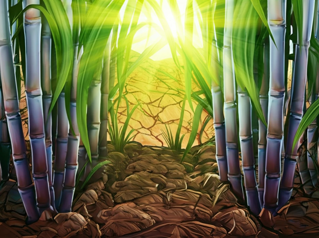 Lush organic sugarcane field revitalizing soil in the Cerrado biome.