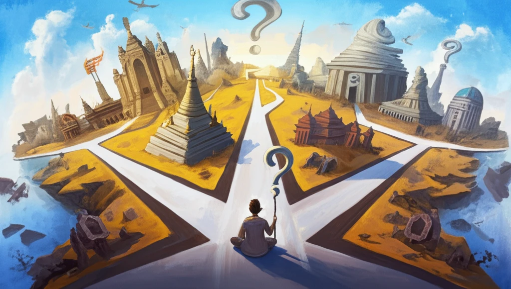 A person at a crossroads, symbolizing the intersection of political theology and modern society.