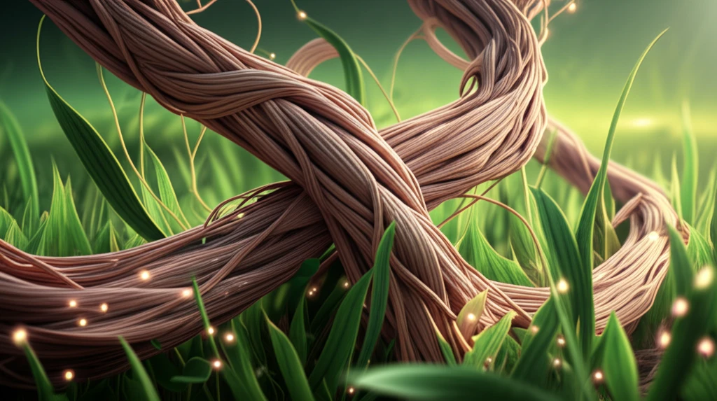 Intertwined kenaf and apocynum fibers creating a sustainable textile pattern.
