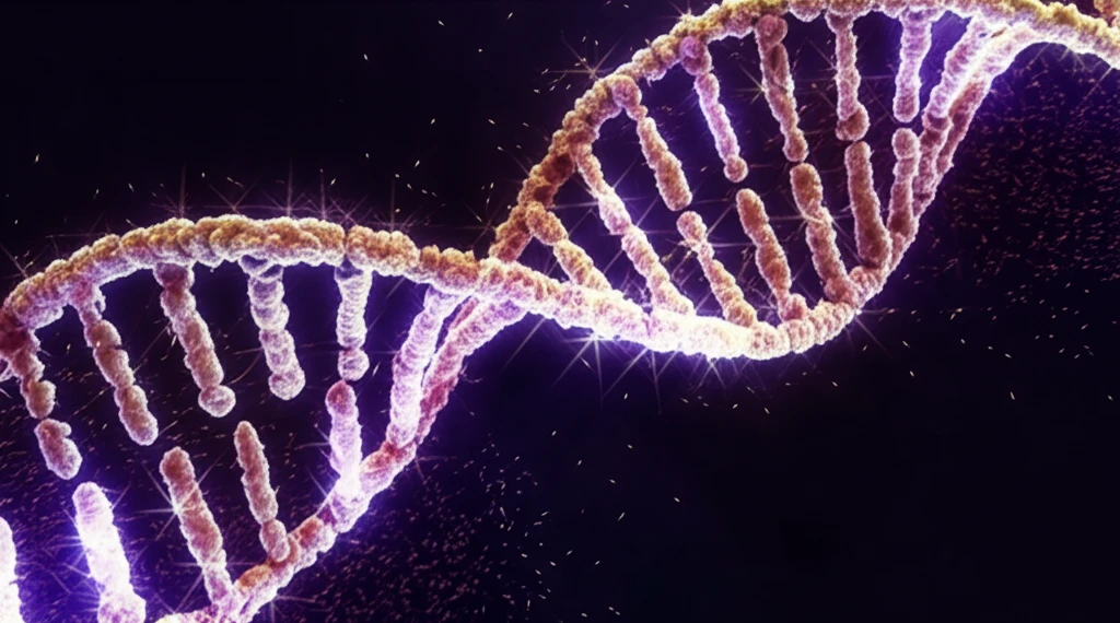 Surreal illustration of Chamaecrista plants forming a DNA helix.