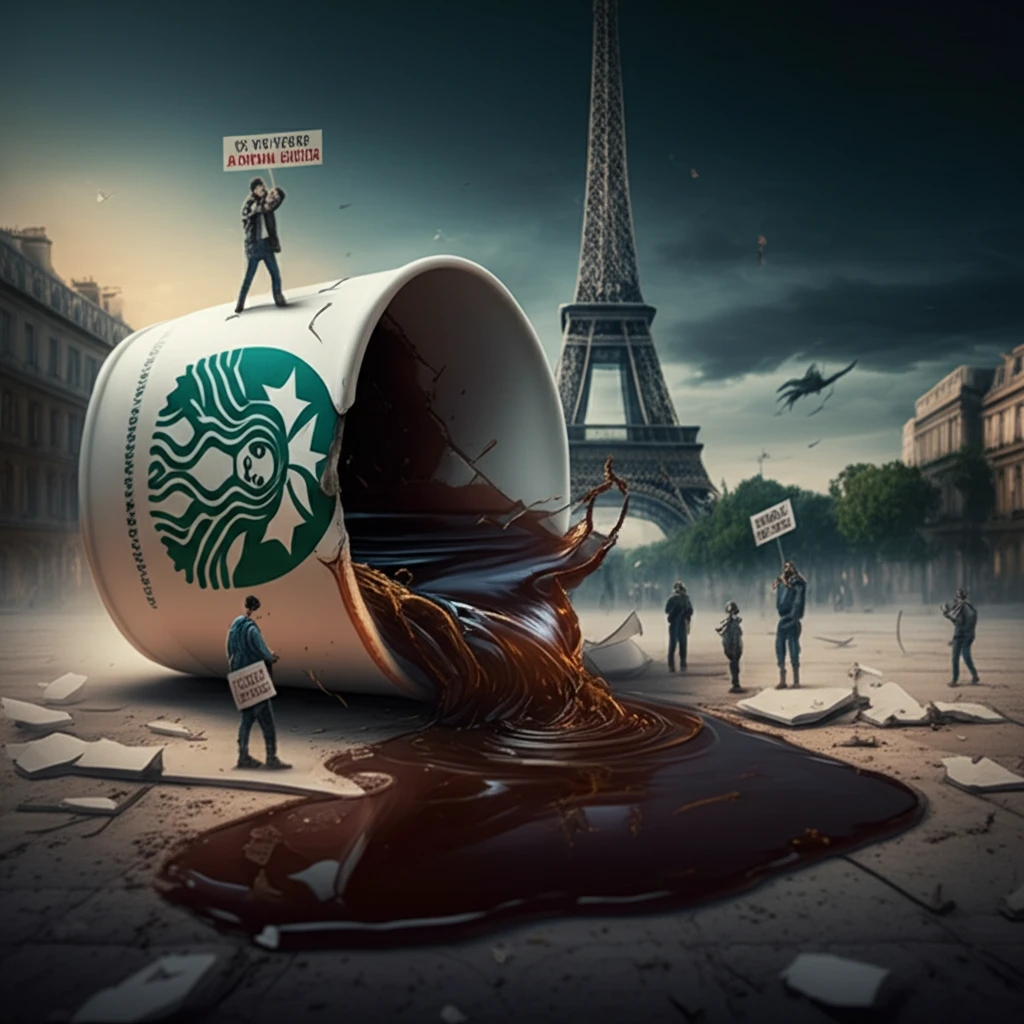 A cracked Starbucks cup symbolizes brand hate and consumer activism.