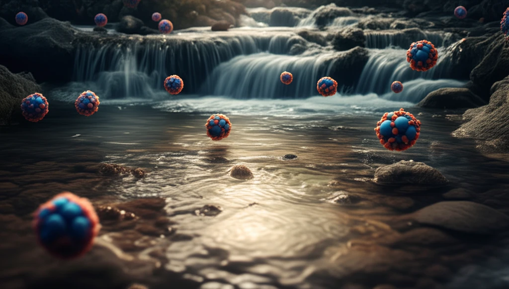 UV-TiO2 particles interacting with water contaminants