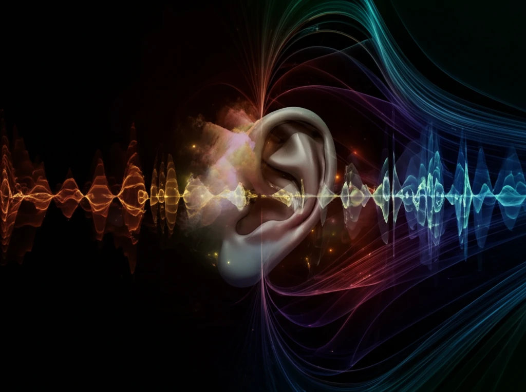 Surreal illustration of an ear morphing into a musical instrument