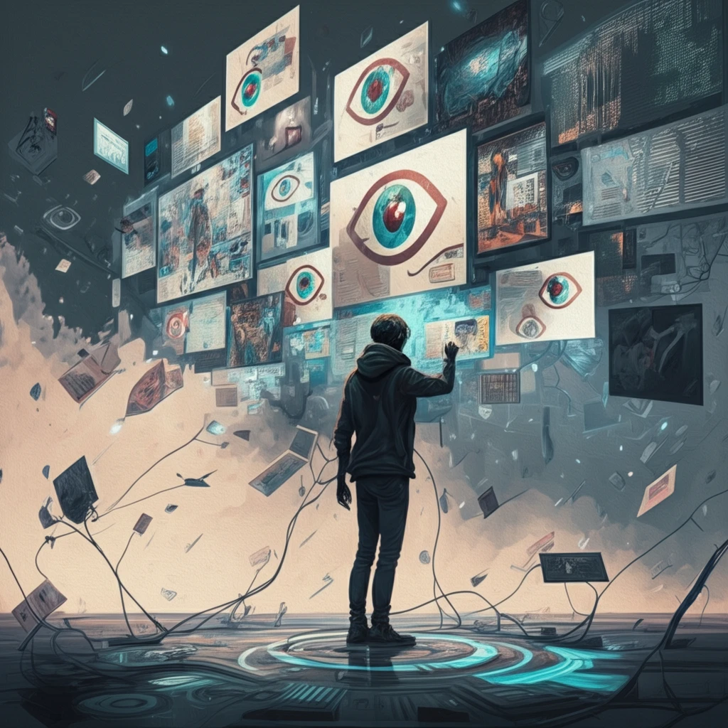 Digital illustration representing online attention span
