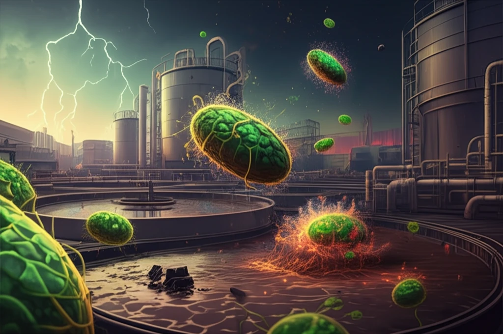 Microalgae being treated with ammonia, resulting in hydrogen production.