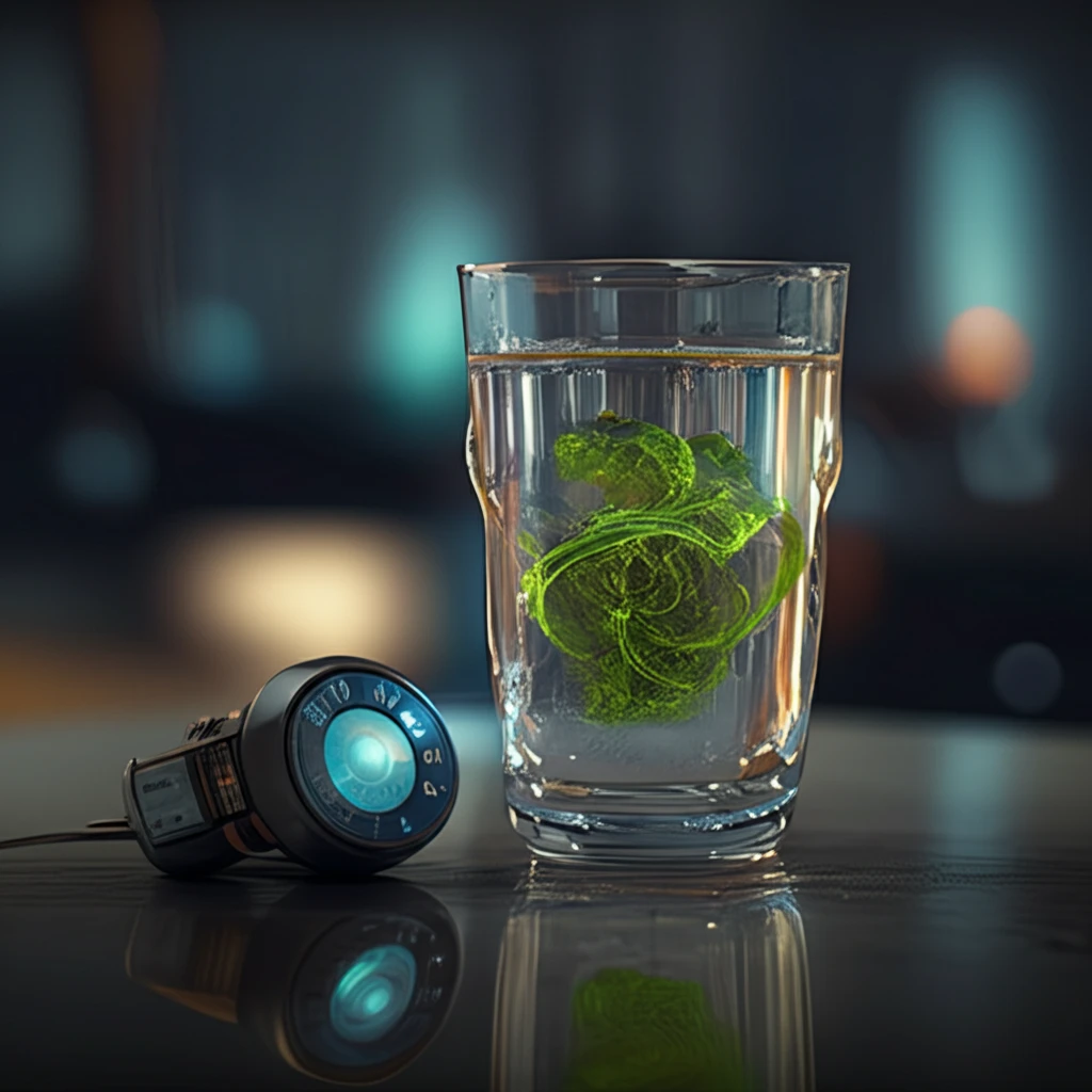 Futuristic sensor detecting chromium contamination in drinking water.