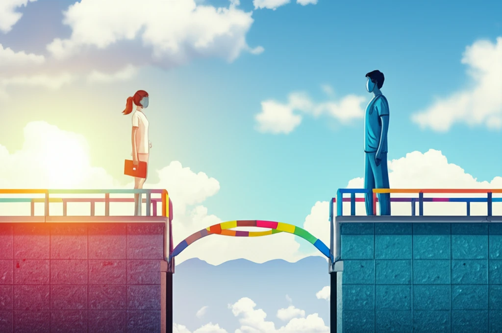 Symbolic illustration of bridging the gap between nursing students and individuals with mental illness.