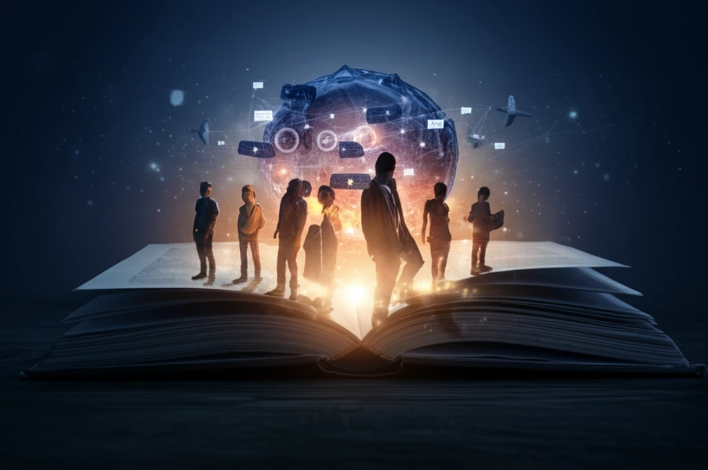 Teenagers empowered by knowledge from an open book.