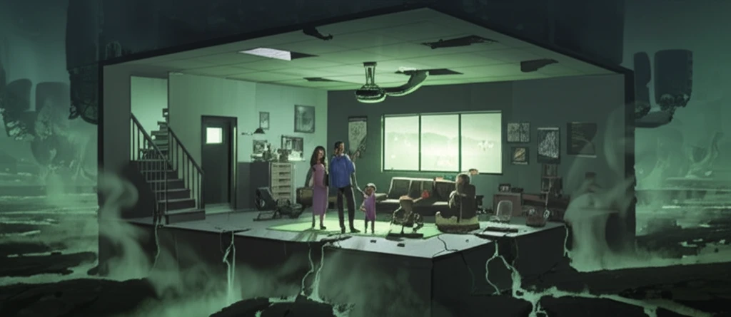 Family in home unaware of radon gas seeping in through cracks.