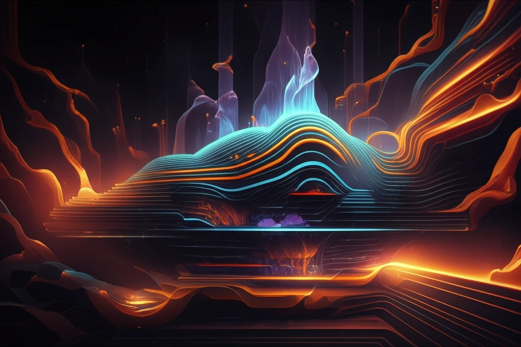 Heat flow through a complex material, visualized as glowing colors