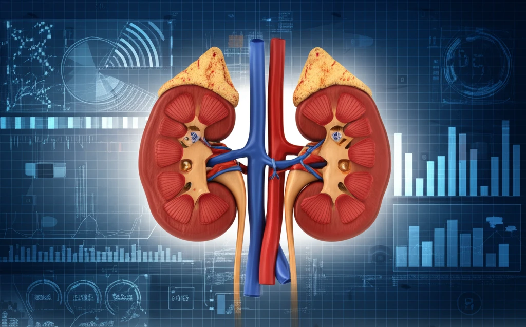 Interconnected bones and kidneys symbolize the osteocalcin-kidney health relationship.