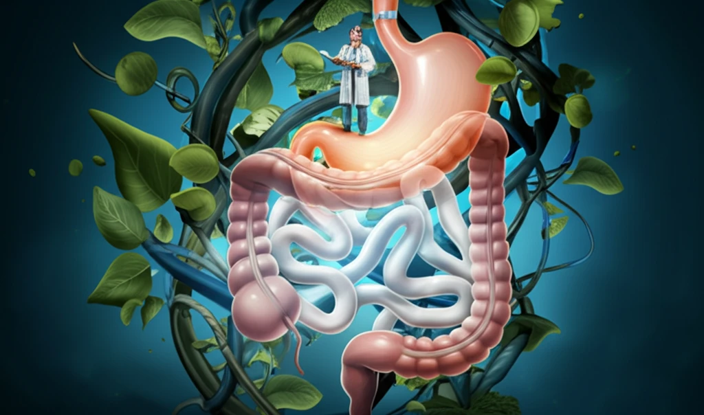 Green landscape entwined with a healthy digestive system.