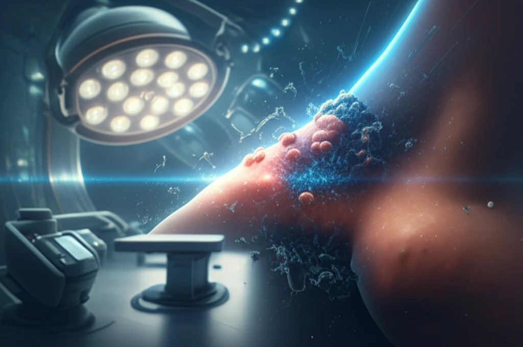 Blue light therapy reducing keloid scar.