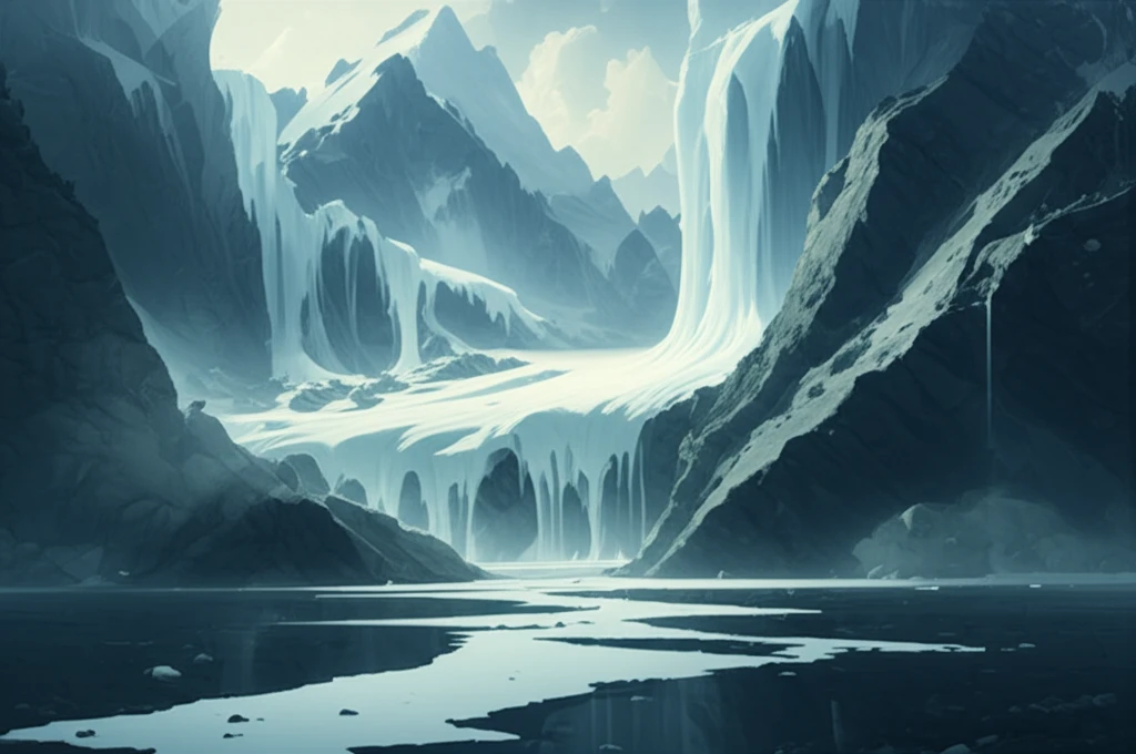 Melting glacier symbolizing data reanalysis and climate change.