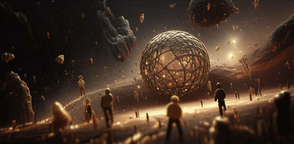Interconnected figures symbolize social interactions.