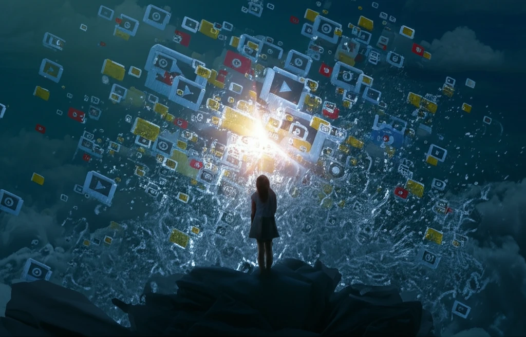 Person overwhelmed by digital data