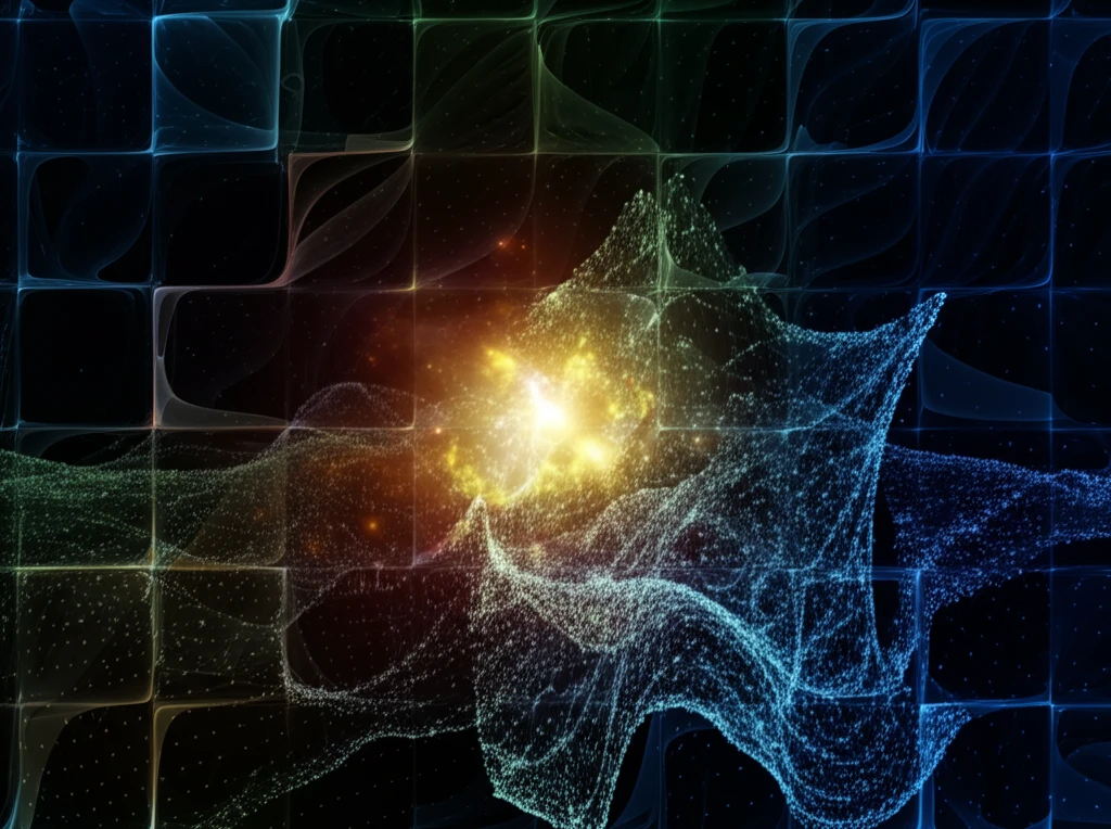 Abstract illustration of a neural network intertwined with a geometric landscape representing polynomial root finding.