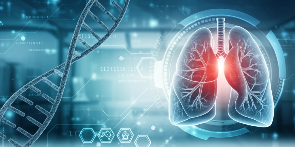 DNA strand intertwining with a lung