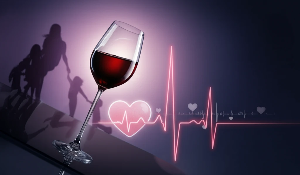 Wine glass with health symbols
