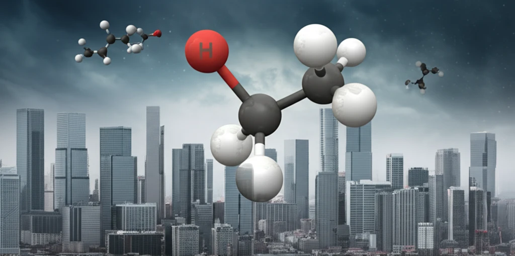 Surreal illustration of nitric oxide molecule.