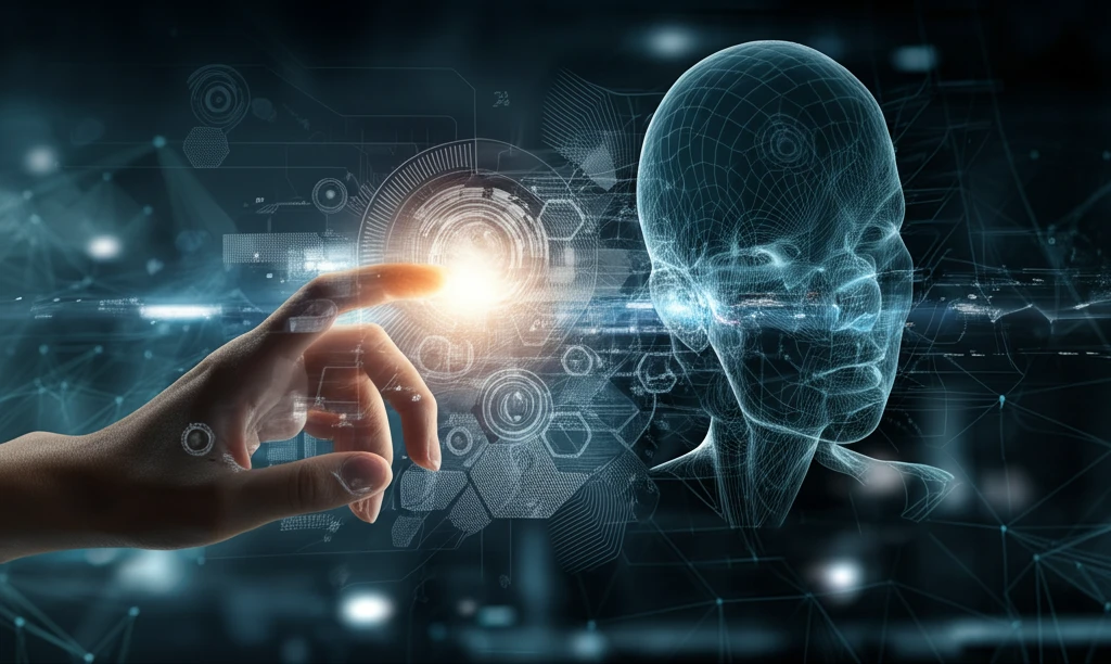 A hand virtually sculpting with haptic feedback.