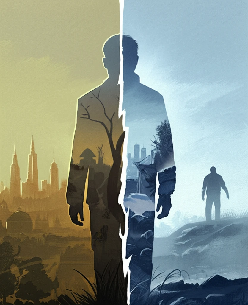 Surreal illustration symbolizing the displacement of refugees through transfer agreements between Australia and Israel and the uncertainty of their destination.