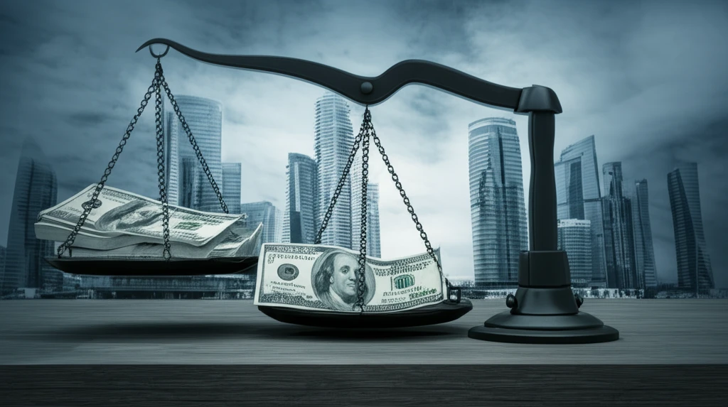 Unbalanced scale representing tax inequality.