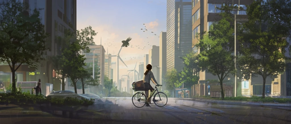 Futuristic green cityscape in China, blending urban development with environmental sustainability.