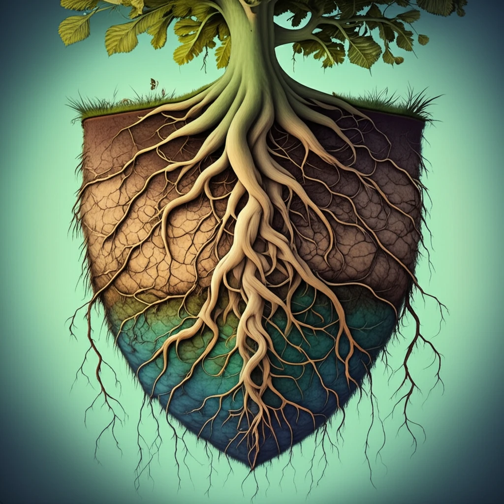 Plant roots in varying soil moisture levels.