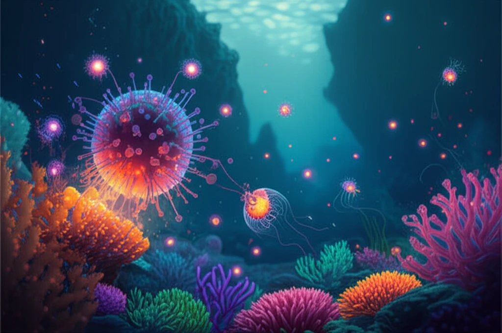 A vibrant marine ecosystem with diverse microbial life.