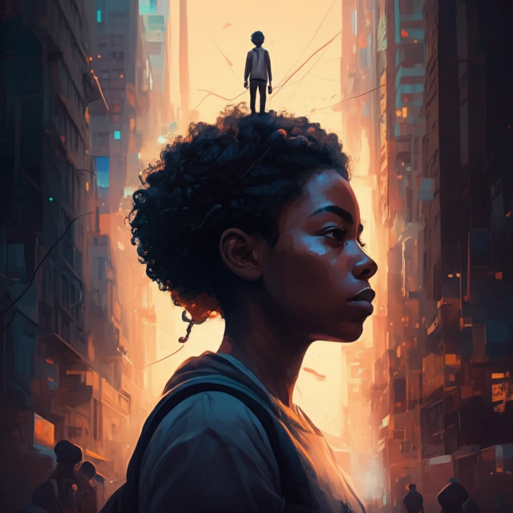 Spiritual Aura: African American youth surrounded by protective light.