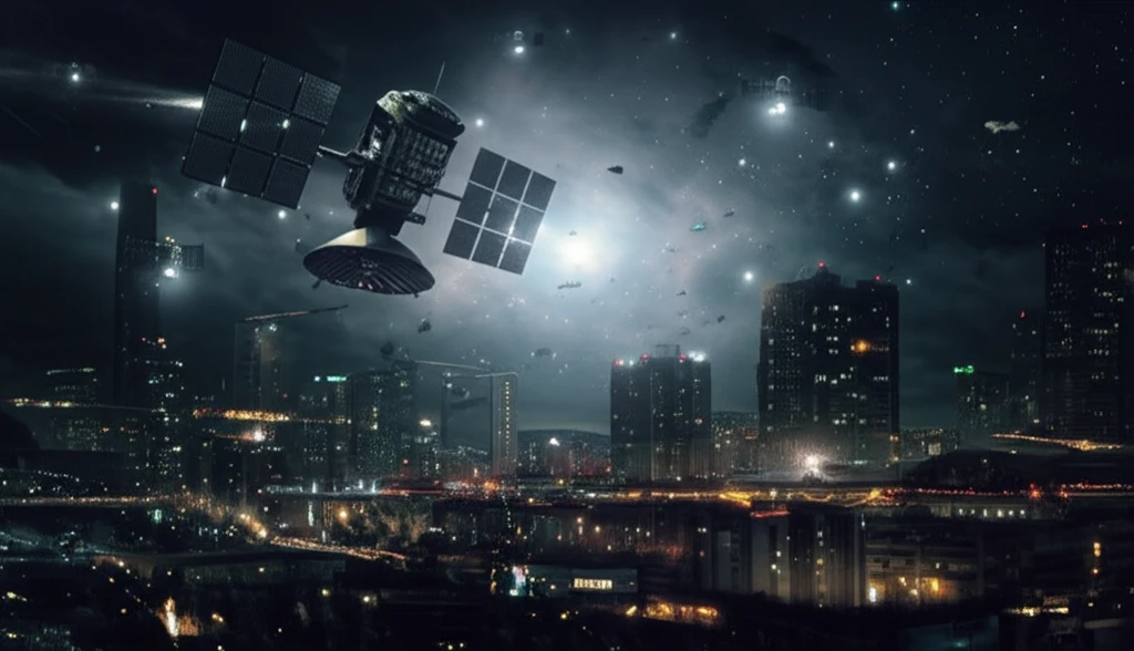 Interconnected GPS and Galileo Satellites over Futuristic Cityscape