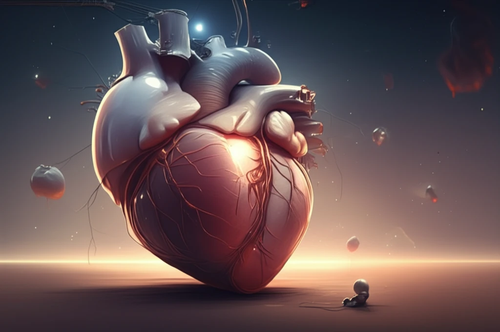 Illustration of a heart with a PFO being closed with light.